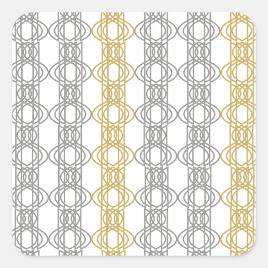 Zilver en Goud Patroon Vierkante Sticker (Voorkant)