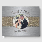 Zilver en Goud Sparkle Foto bruiloft gastenboek (Voorkant)