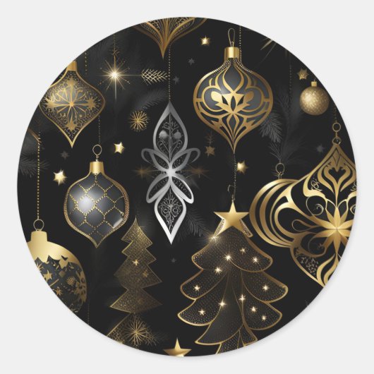 Zilver en goud Traditionele Ornamenten Ronde Sticker (Voorkant)