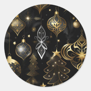 Zilver en goud Traditionele Ornamenten Ronde Sticker