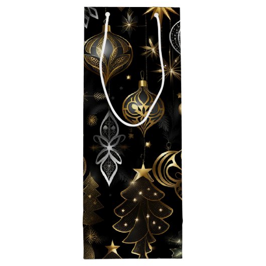 Zilver en goud Traditionele Ornamenten Wijn Cadeautas (Achterkant)