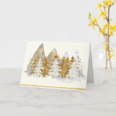 Zilver en Goud Winterlandschap Wenskaart Kaart (Gele Bloem)