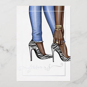 Zilver en Goud Zebra Chic Bachelorette Folie Uitnodiging