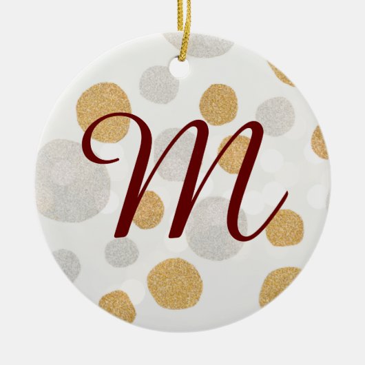 Zilver- en goudboomversiering (Initiaal) Keramisch Ornament (Voorkant)