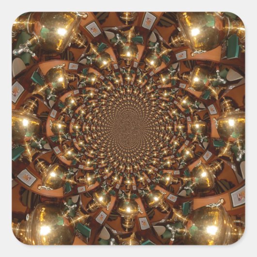 Zilver en goudElegante theecultuur –  Samov Vierkante Sticker (Voorkant)