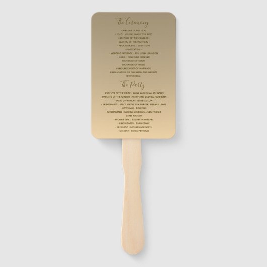 Zilver en Gouden Huwelijksprogramma Handwaaier (Achterkant)