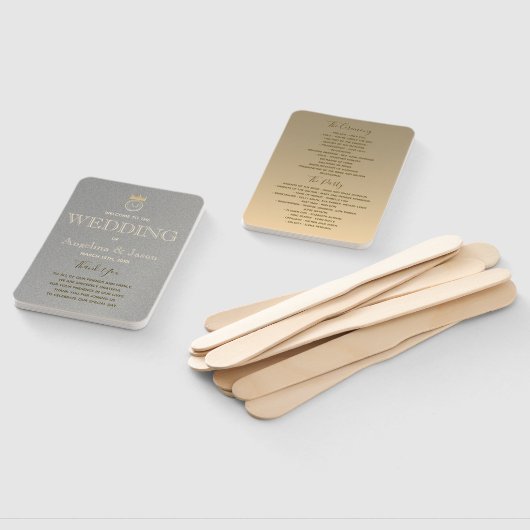 Zilver en Gouden Huwelijksprogramma Handwaaier (Niet-gemonteerd)
