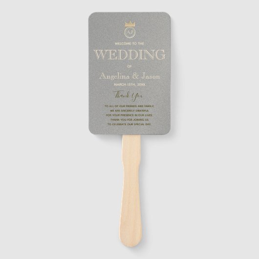 Zilver en Gouden Huwelijksprogramma Handwaaier (Voorkant)