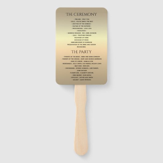 Zilver en Gouden Huwelijksprogramma Handwaaier (Achterkant)