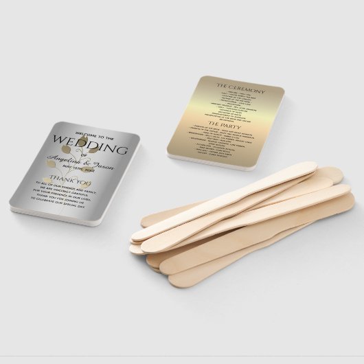 Zilver en Gouden Huwelijksprogramma Handwaaier (Niet-gemonteerd)