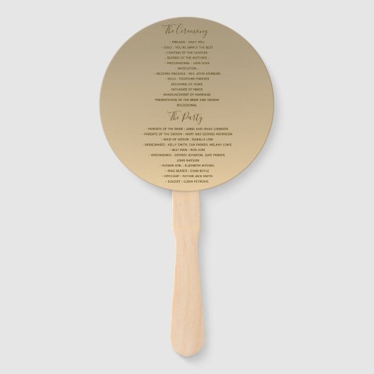 Zilver en Gouden Huwelijksprogramma Handwaaier (Achterkant)