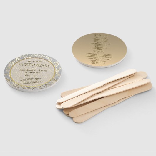 Zilver en Gouden Huwelijksprogramma Handwaaier (Niet-gemonteerd)