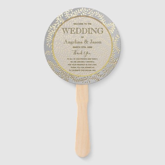 Zilver en Gouden Huwelijksprogramma Handwaaier (Voorkant)