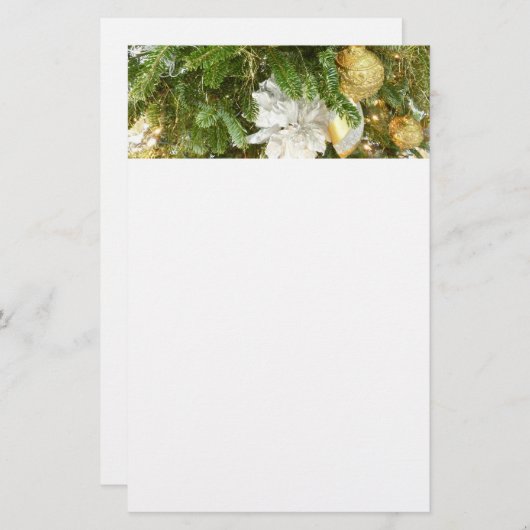 Zilver en gouden kerstboom I-feestdag Briefpapier (Voorkant / Achterkant)