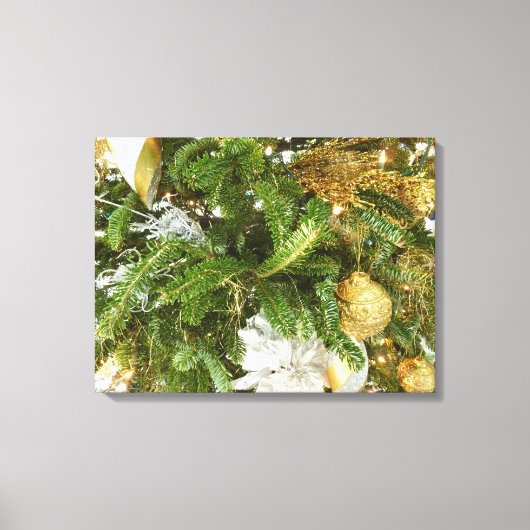 Zilver en gouden kerstboom I-feestdag Canvas Afdruk (Voorkant)