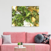 Zilver en gouden kerstboom I-feestdag Canvas Afdruk (Insitu (Woonkamer))