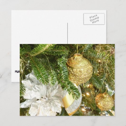 Zilver en gouden kerstboom I-feestdag Feestdagenkaart (Voorkant / Achterkant)