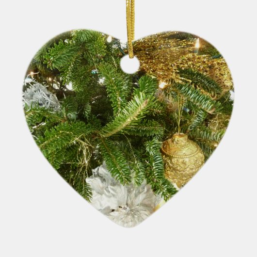 Zilver en gouden kerstboom I-feestdag Keramisch Ornament (Voorkant)