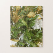 Zilver en gouden kerstboom I-feestdag Legpuzzel (Verticaal)