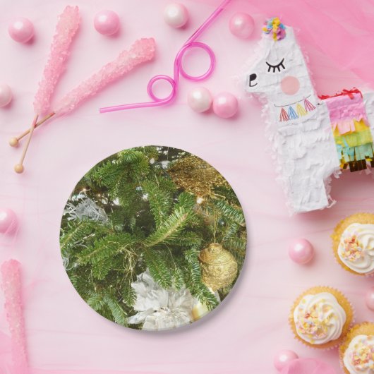 Zilver en gouden kerstboom I-feestdag Papieren Bordje (Feest)