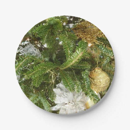 Zilver en gouden kerstboom I-feestdag Papieren Bordje (Voorkant)