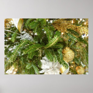 Zilver en gouden kerstboom I-feestdag Poster