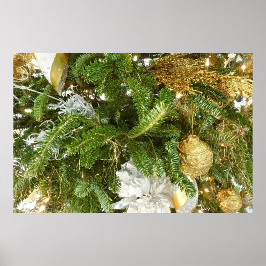 Zilver en gouden kerstboom I-feestdag Poster (Voorkant)