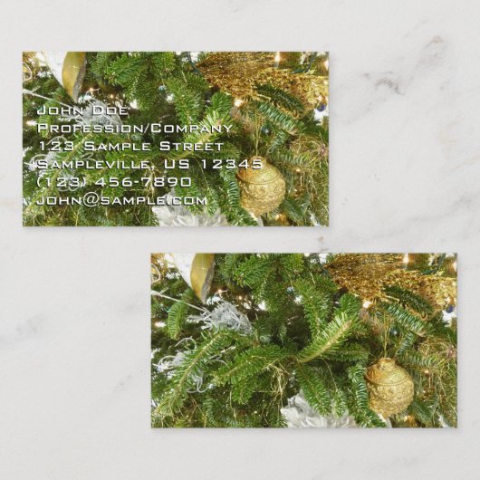 Zilver en gouden kerstboom I-feestdag Visitekaartje (Voorkant / Achterkant)