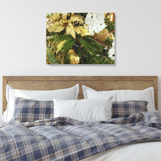 Zilver en gouden kerstboom II-feestdag Canvas Afdruk (Insitu (Slaapkamer))