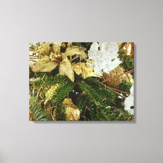 Zilver en gouden kerstboom II-feestdag Canvas Afdruk (Voorkant)