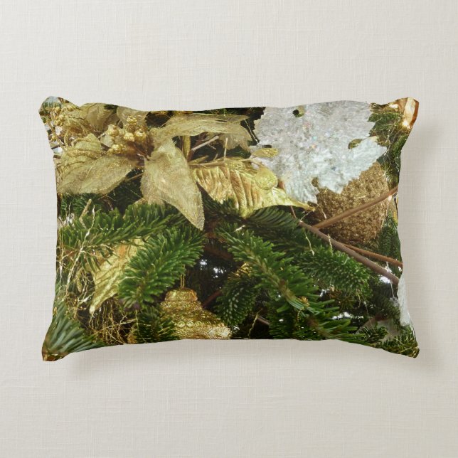 Zilver en gouden kerstboom II-feestdag Decoratief Kussen (Voorkant)