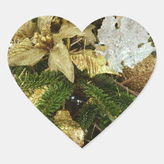 Zilver en gouden kerstboom II-feestdag Hart Sticker (Voorkant)
