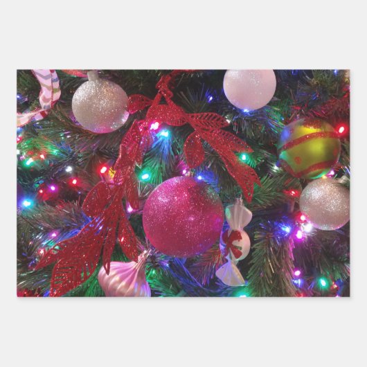 Zilver en gouden kerstboom II-feestdag Inpakpapier Vel (Voorkant 3)