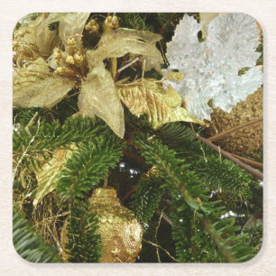 Zilver en gouden kerstboom II-feestdag Kartonnen Onderzetters
