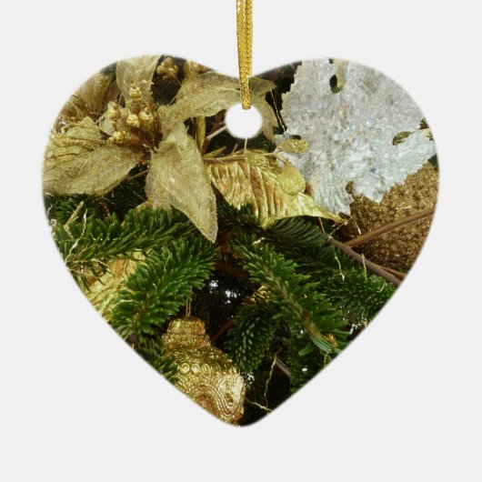 Zilver en gouden kerstboom II-feestdag Keramisch Ornament (Voorkant)