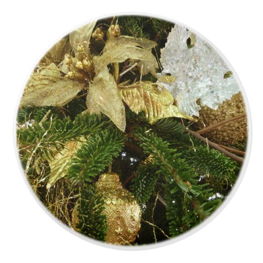 Zilver en gouden kerstboom II-feestdag Keramische Knop (Voorkant)