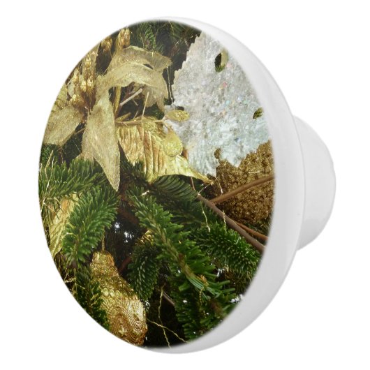 Zilver en gouden kerstboom II-feestdag Keramische Knop (Rechts)