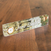 Zilver en gouden kerstboom II-feestdag Naambordje (Zijkant)