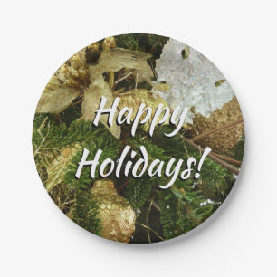 Zilver en gouden kerstboom II-feestdag Papieren Bordje