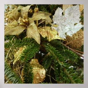 Zilver en gouden kerstboom II-feestdag Poster
