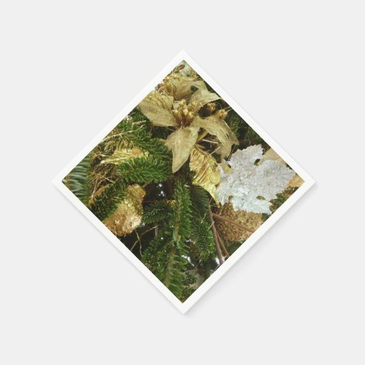 Zilver en gouden kerstboom II-feestdag Servetten (Hoek)