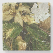 Zilver en gouden kerstboom II-feestdag Stenen Onderzetter (Voorkant)