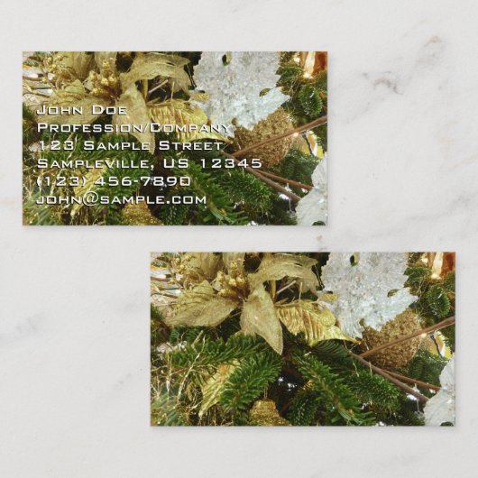 Zilver en gouden kerstboom II-feestdag Visitekaartje (Voorkant / Achterkant)