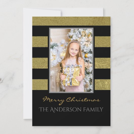 Zilver en gouden kerstfoto's feestdagenkaart (Voorkant)