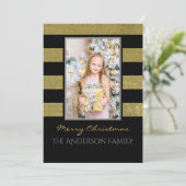 Zilver en gouden kerstfoto's feestdagenkaart (Staand voorkant)