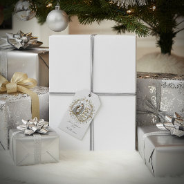 Zilver en gouden kerststal Kerstmis Cadeaulabel