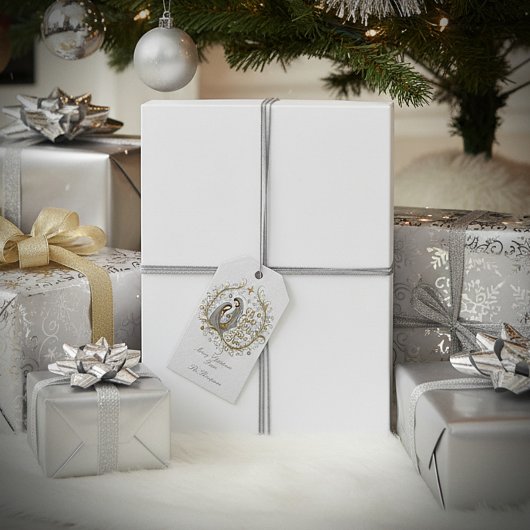 Zilver en gouden kerststal Kerstmis Cadeaulabel