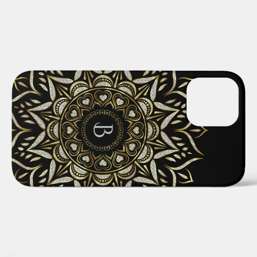 Zilver en goudfaux glitter mandala-ontwerp Case-Mate iPhone case (Achterkant (horizontaal))