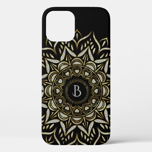 Zilver en goudfaux glitter mandala-ontwerp Case-Mate iPhone case (Achterkant)