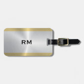 Zilver- en goudgeometrisch ontwerp bagagelabel (Voorkant horizontaal)